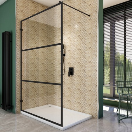 Walk In Dusche  - Amora 01 - Duschwand - Schwarz - Loft 1