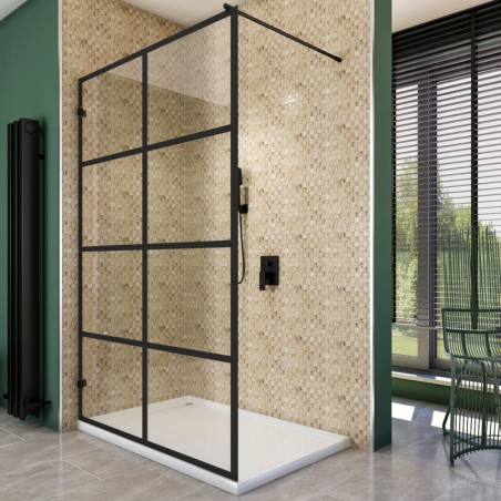 Walk In Dusche  - Amora 01 - Duschwand - Schwarz - Loft 2