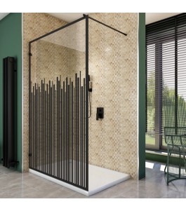 Walk In Dusche  - Amora 01 - Duschwand - Schwarz - Loft 6