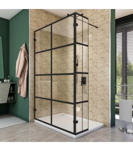 Walk In Dusche  - Amora 03 - Duschwand - Schwarz - Loft 2