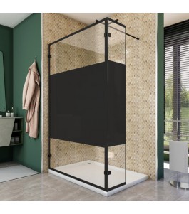 Walk In Dusche  - Amora 03 - Duschwand - Schwarz - Loft 3