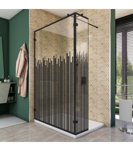 Walk In Dusche  - Amora 03 - Duschwand - Schwarz - Loft 6