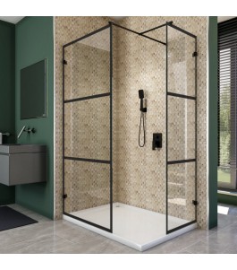 Walk In Dusche  - Amora 04 - Duschwand - Schwarz - Loft 1