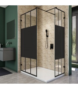 Walk In Dusche  - Amora 04 - Duschwand - Schwarz - Loft 4