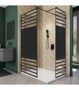 Walk In Dusche  - Amora 04 - Duschwand - Schwarz - Loft 5
