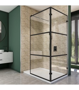 Walk In Dusche  - Amora 05 - Duschwand - Schwarz - Loft 1