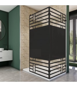 Walk In Dusche  - Amora 05 - Duschwand - Schwarz - Loft 5
