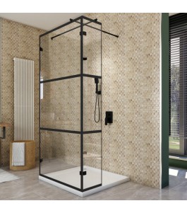 Walk In Dusche  - Amora 07 - Duschwand - Schwarz - Loft 1