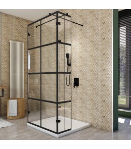 Walk In Dusche  - Amora 07 - Duschwand - Schwarz - Loft 2