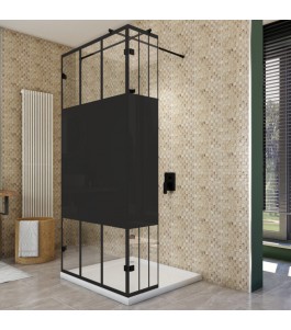 Walk In Dusche  - Amora 07 - Duschwand - Schwarz - Loft 4