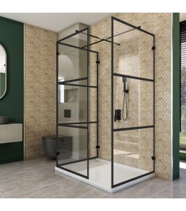 Walk In Dusche  - Amora 08 - Duschwand - Schwarz - Loft 1