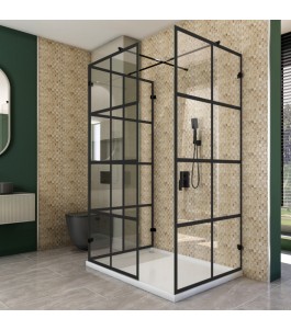 Walk In Dusche  - Amora 08 - Duschwand - Schwarz - Loft 2