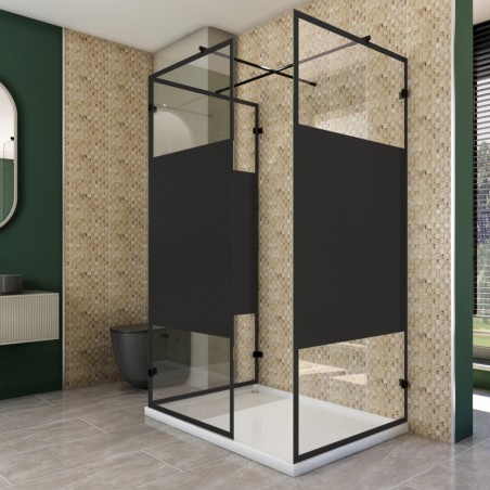 Walk In Dusche  - Amora 08 - Duschwand - Schwarz - Loft 3