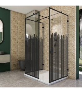 Walk In Dusche  - Amora 08 - Duschwand - Schwarz - Loft 6