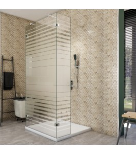 Walk In Dusche  - Almada 10 - Duschwand - Chrom - Stripes
