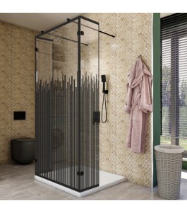 Walk In Dusche  - Amora 10 - Duschwand - Schwarz - Loft 6