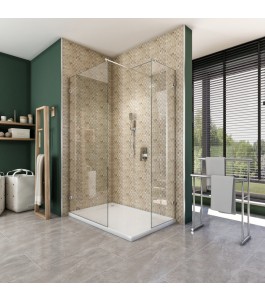 Walk In Dusche  - Almada 04 - Duschwand - Chrom - Klarglas