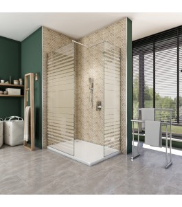 Walk In Dusche  - Almada 04 - Duschwand - Chrom - Stripes