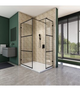 Walk In Dusche  - Amora 04 - Duschwand - Schwarz - Loft 1