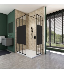 Walk In Dusche  - Amora 04 - Duschwand - Schwarz - Loft 4
