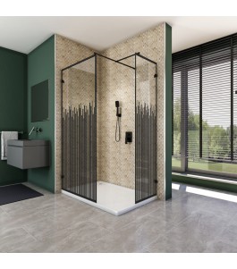 Walk In Dusche  - Amora 04 - Duschwand - Schwarz - Loft 6