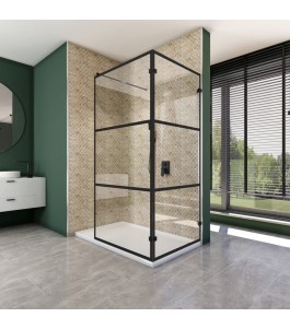 Walk In Dusche  - Amora 05 - Duschwand - Schwarz - Loft 1