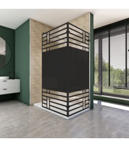 Walk In Dusche  - Amora 05 - Duschwand - Schwarz - Loft 5