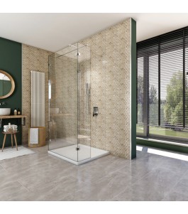 Walk In Dusche  - Almada 07 - Duschwand - Chrom - Klarglas