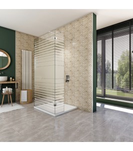Walk In Dusche  - Almada 07 - Duschwand - Chrom - Stripes