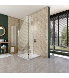 Walk In Dusche  - Almada 07 - Duschwand - Chrom - Bevels