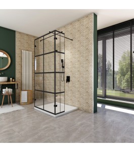 Walk In Dusche  - Amora 07 - Duschwand - Schwarz - Loft 2