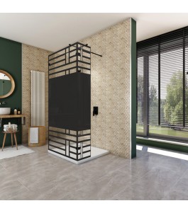 Walk In Dusche  - Amora 07 - Duschwand - Schwarz - Loft 5