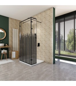 Walk In Dusche  - Amora 07 - Duschwand - Schwarz - Loft 6
