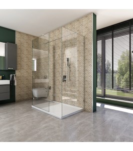Walk In Dusche  - Almada 08 - Duschwand - Chrom - Klarglas