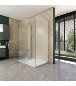 Walk In Dusche  - Almada 08 - Duschwand - Chrom - Satino