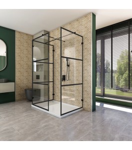 Walk In Dusche  - Amora 08 - Duschwand - Schwarz - Loft 1