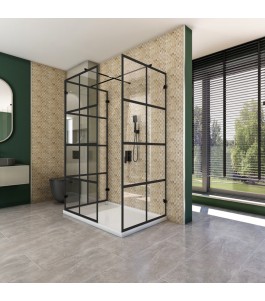 Walk In Dusche  - Amora 08 - Duschwand - Schwarz - Loft 2
