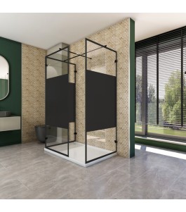 Walk In Dusche  - Amora 08 - Duschwand - Schwarz - Loft 3