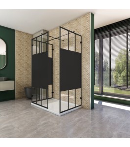 Walk In Dusche  - Amora 08 - Duschwand - Schwarz - Loft 4