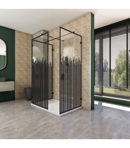 Walk In Dusche  - Amora 08 - Duschwand - Schwarz - Loft 6