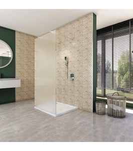 Walk In Dusche  - Almada 09 - Duschwand - Chrom - Satino