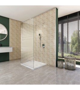 Walk In Dusche  - Almada 09 - Duschwand - Chrom - Stripes