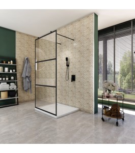 Walk In Dusche  - Amora 09 - Duschwand - Schwarz - Loft 1