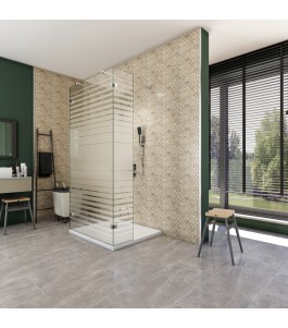 Walk In Dusche  - Almada 10 - Duschwand - Chrom - Stripes