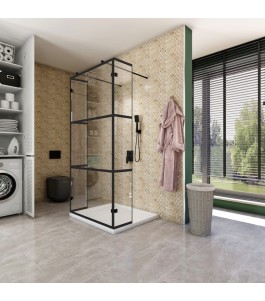 Walk In Dusche  - Amora 10 - Duschwand - Schwarz - Loft 1