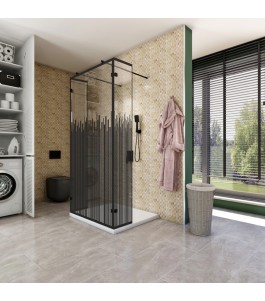 Walk In Dusche  - Amora 10 - Duschwand - Schwarz - Loft 6