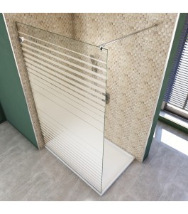 Walk In Dusche  - Almada 01 - Duschwand - Chrom - Stripes