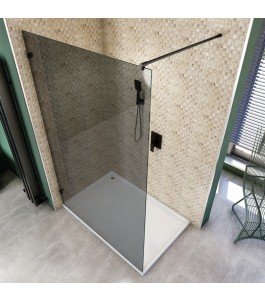 Walk In Dusche  - Amora 01 - Duschwand - Schwarz - Grauglas