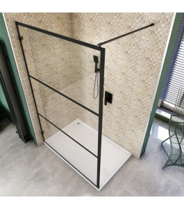 Walk In Dusche  - Amora 01 - Duschwand - Schwarz - Loft 1