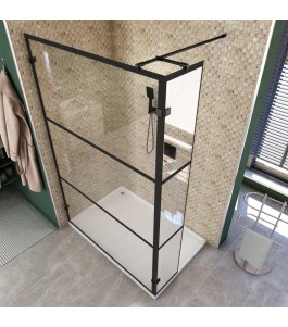 Walk In Dusche  - Amora 03 - Duschwand - Schwarz - Loft 1